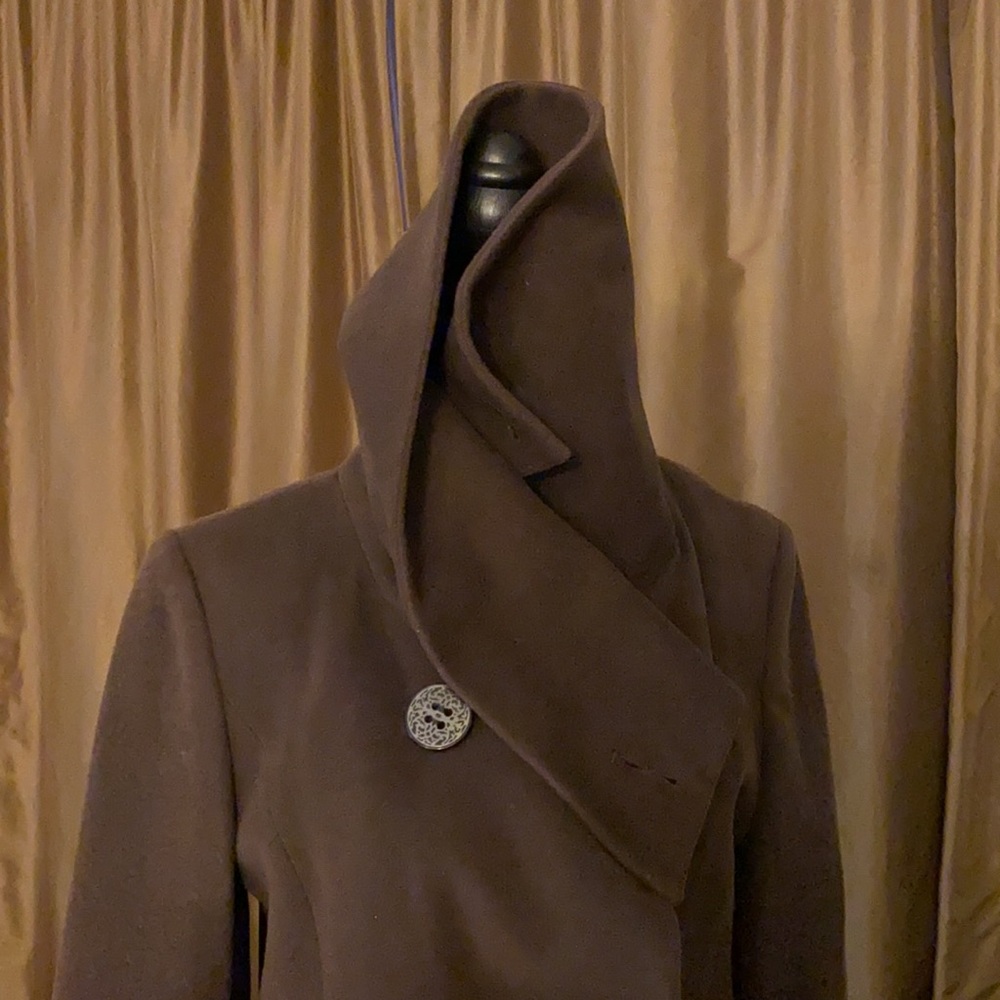 Elie Tahari asymmetric brown wool coat - Picture 8 of 9